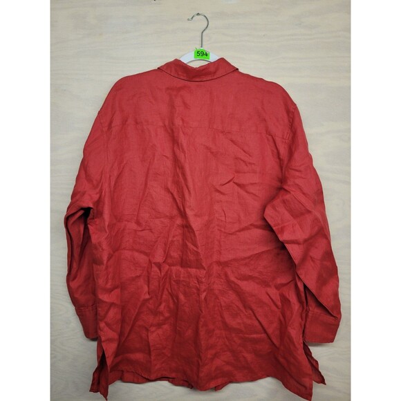 Elizabeth by Liz Claiborne Women's SZ 18 Tunic Button Up Shirt 100% Linen Red - Picture 8 of 10